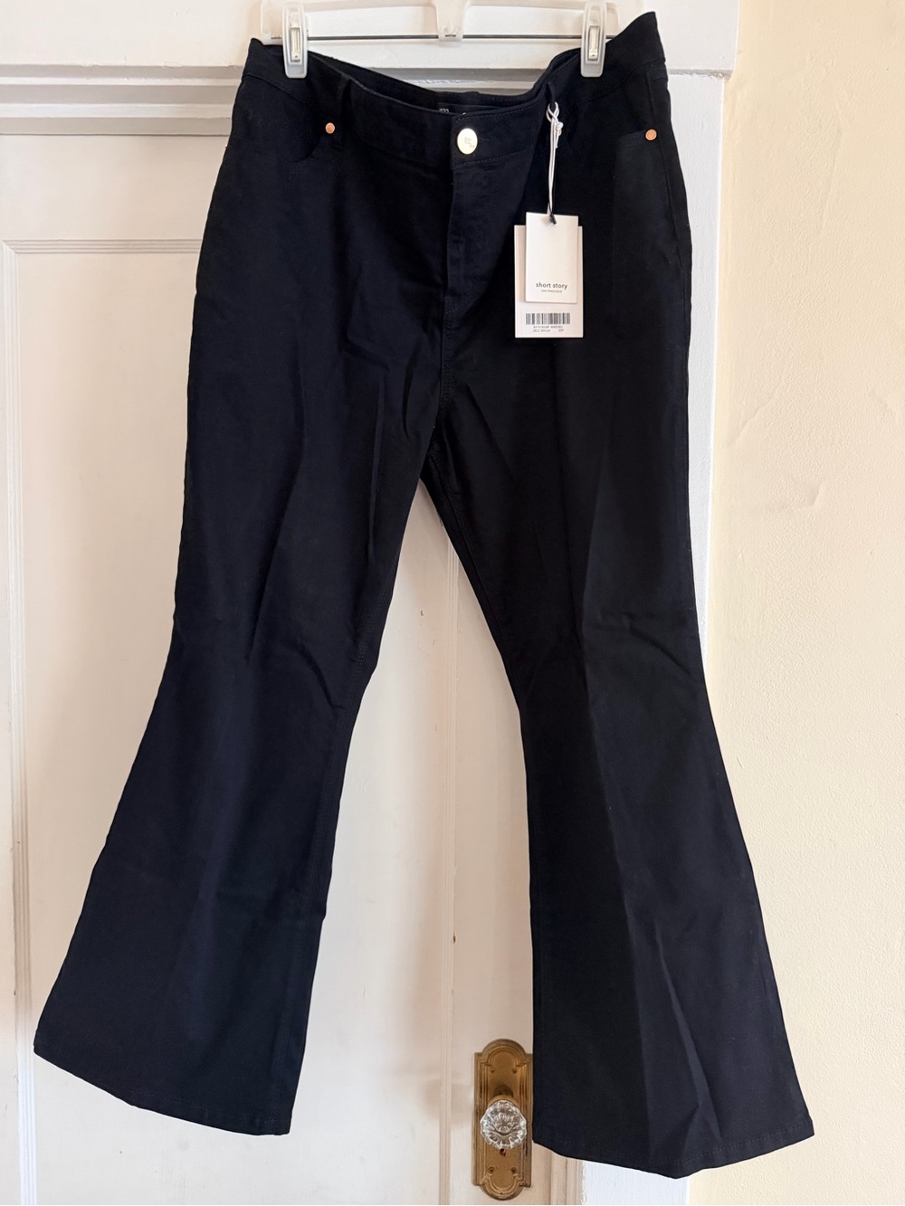 NWT 1822 Denim Black Flare Jeans Petite Plus Size 20P Stretch